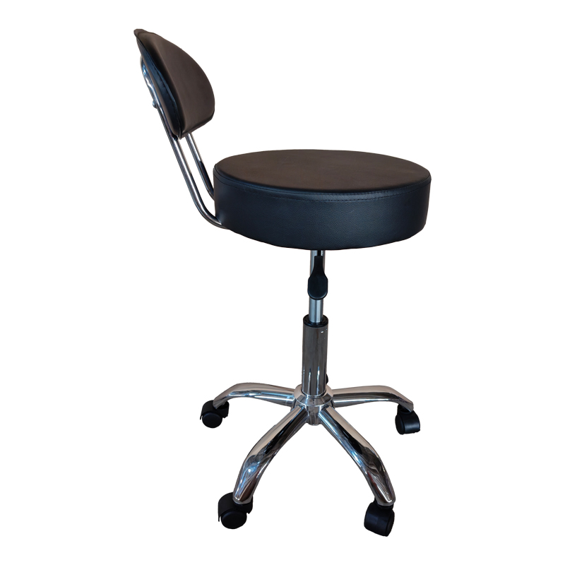 Stol zyre-pune me rrota me shpinë Tebere pakoworld PU në nuancë të zezë D35x66-80cm