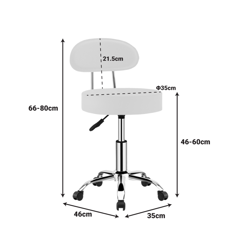 Stol zyre-pune me rrota me shpinë Tebere pakoworld PU në nuancë të zezë D35x66-80cm