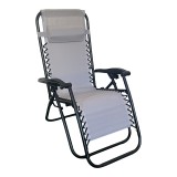 Fotel relaksi i palosshëm Mirka pakoworld tekstilen gri dhe metal i zi 65x165x110 cm