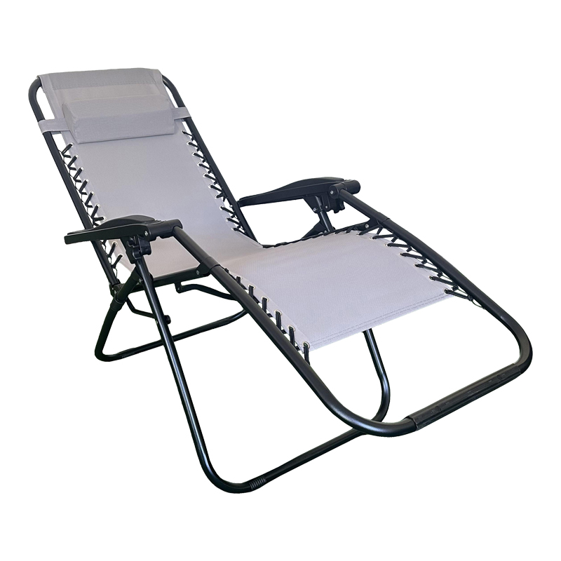 Fotel relaksi i palosshëm Mirka pakoworld tekstilen gri dhe metal i zi 65x165x110 cm