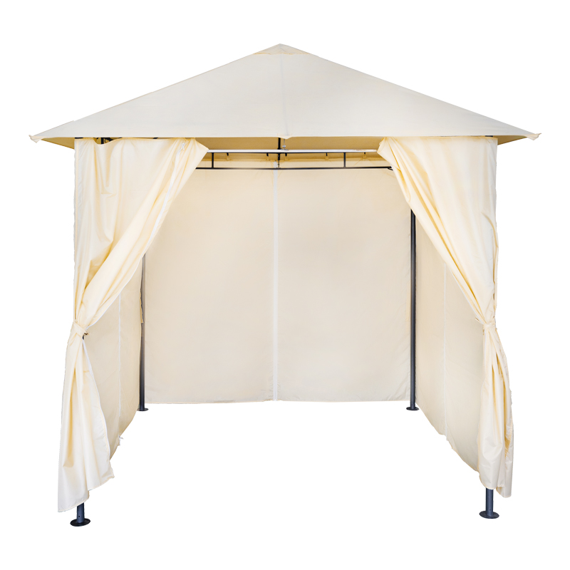 Gazebo Apex pakoworld me kornizë metalike të zezë me pëlhurë bezhë 2.5x2.5 m