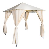 Gazebo Apex pakoworld me kornizë metalike të zezë me pëlhurë bezhë 2.5x2.5 m