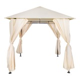 Gazebo Apex pakoworld me kornizë metalike të zezë me pëlhurë bezhë 2.5x2.5 m