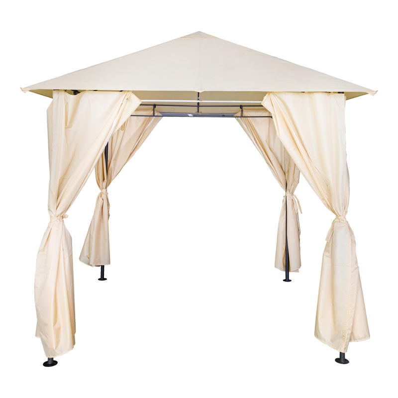 Gazebo Apex pakoworld me kornizë metalike të zezë me pëlhurë bezhë 2.5x2.5 m
