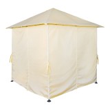 Gazebo Apex pakoworld me kornizë metalike të zezë me pëlhurë bezhë 2.5x2.5 m