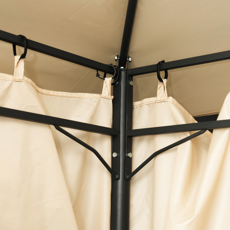 Gazebo Apex pakoworld me kornizë metalike të zezë me pëlhurë bezhë 2.5x2.5 m