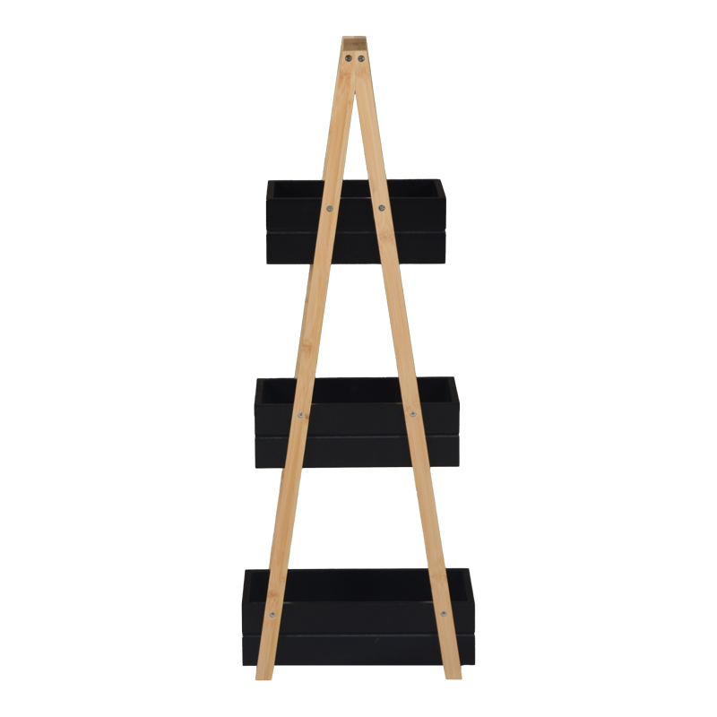 Raft dyshemeje Tercy pakoworld bambu në ngjyrë të zezë-natyrale 30x18x80cm