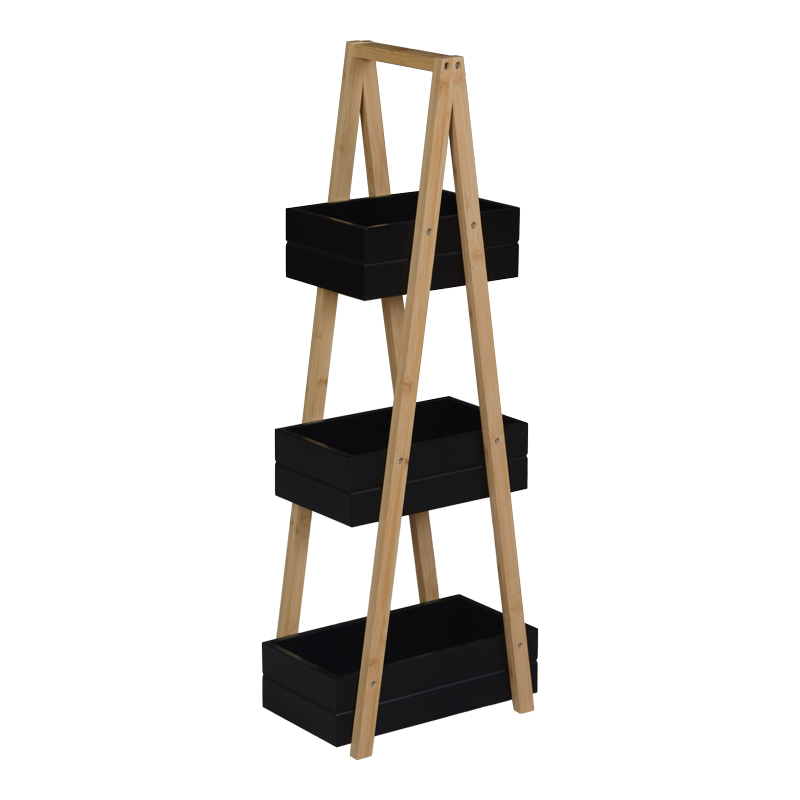 Raft dyshemeje Tercy pakoworld bambu në ngjyrë të zezë-natyrale 30x18x80cm