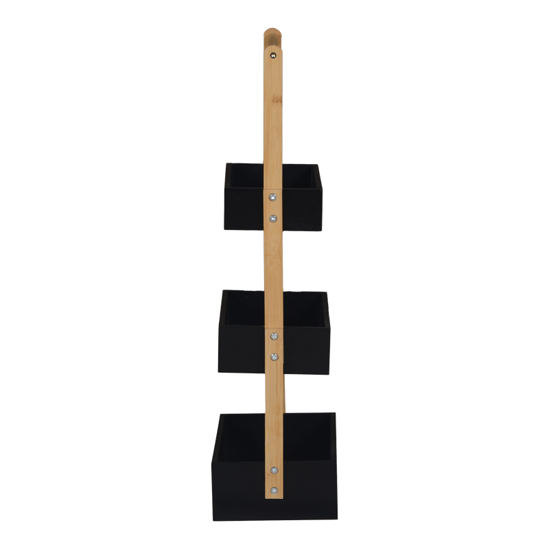 Raft dyshemeje Arvy pakoworld bambu në ngjyrë të zezë-natyrale 32x20x75.5cm