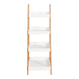 Raft dyshemeje Leby pakoworld bambu-mdf në ngjyrë të bardhë-natyrale 35x34x98cm