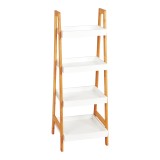 Raft dyshemeje Leby pakoworld bambu-mdf në ngjyrë të bardhë-natyrale 35x34x98cm