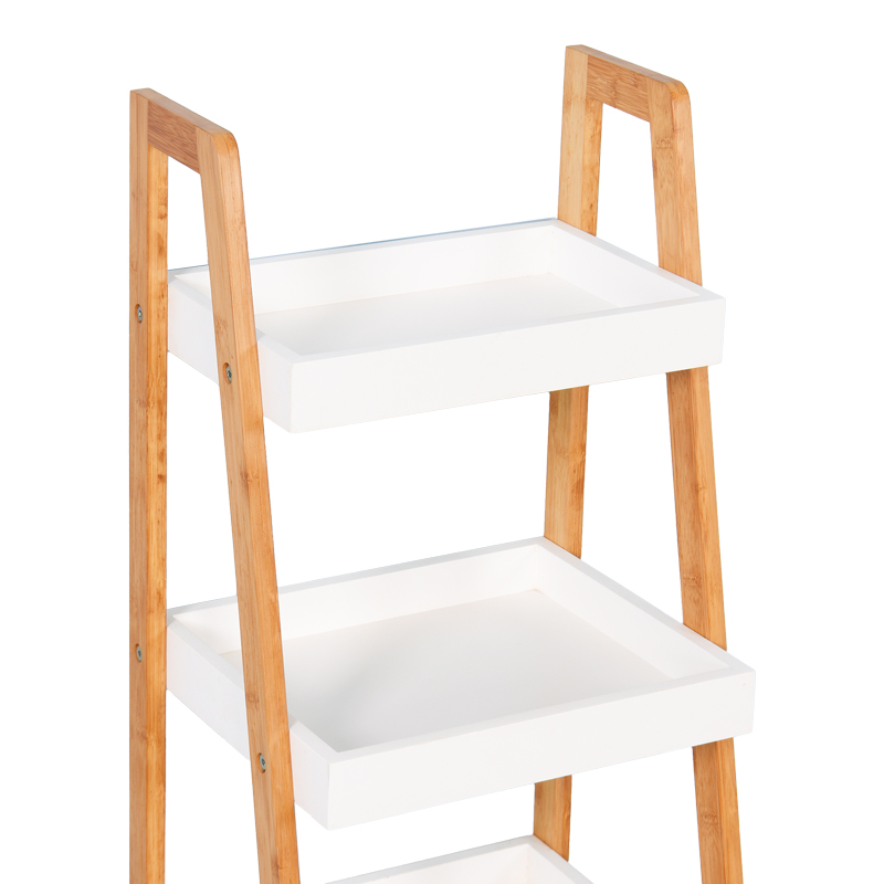 Raft dyshemeje Leby pakoworld bambu-mdf në ngjyrë të bardhë-natyrale 35x34x98cm