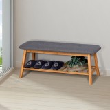 Raft këpucësh-Stol për 4 palë këpucë Zerma pakoworld bambu-pëlhurë në ngjyrë natyrale-gri 100x30.5x44cm
