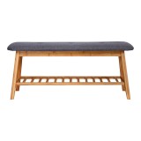 Raft këpucësh-Stol për 4 palë këpucë Zerma pakoworld bambu-pëlhurë në ngjyrë natyrale-gri 100x30.5x44cm