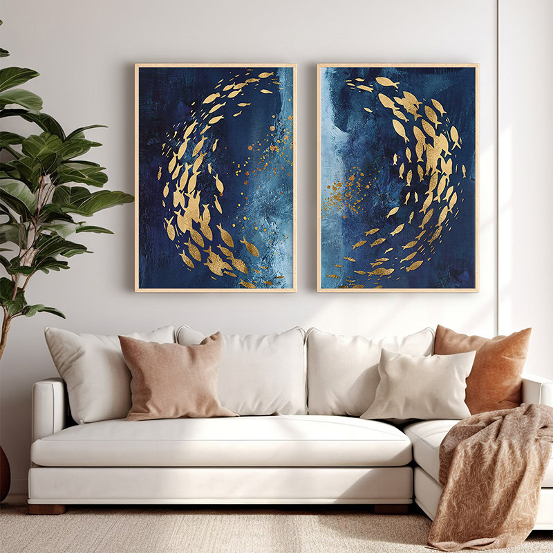 Art muri në kornizë Bencia pakoworld diptyque me print dixhital 33x1.5x48cm