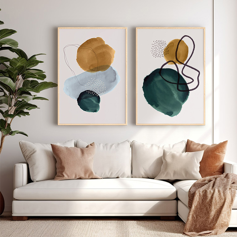 Art muri në kornizë Cerzen pakoworld diptyque me print dixhital 33x1.5x48cm