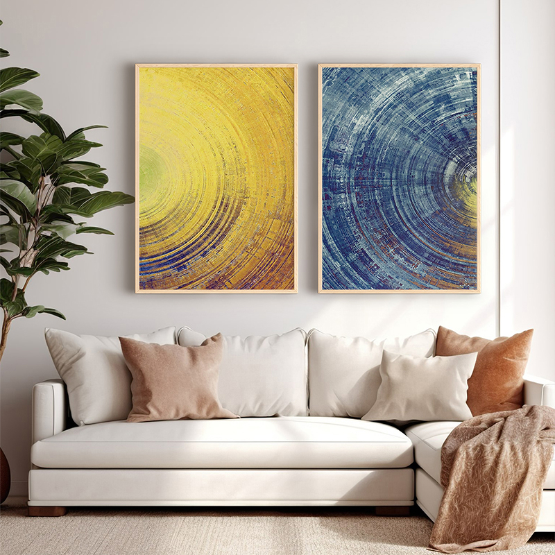Pikturë muri në kornizë Yeloblu pakoworld diptik me print dixhital 33x1.5x48cm