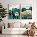 Art muri në kornizë Lovas pakoworld diptik me print dixhital 33x1.5x48cm