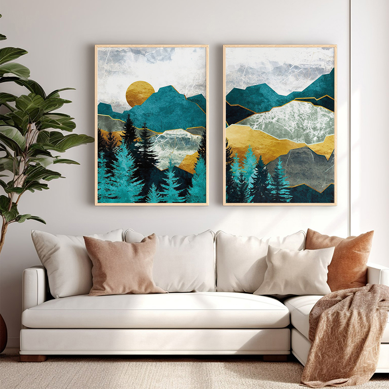 Art muri në kornizë Lovas pakoworld diptik me print dixhital 33x1.5x48cm