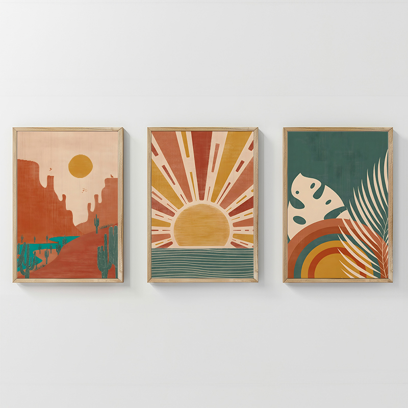 Art muri në kornizë Bemvy pakoworld triptyque me print dixhital 33x1.5x48cm