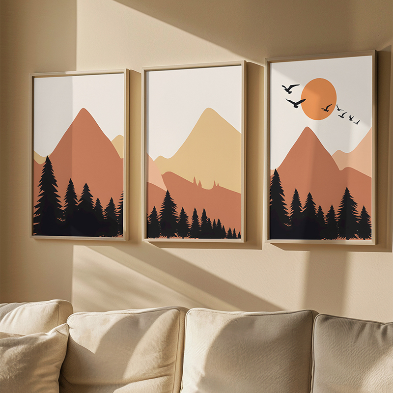 Art muri në kornizë Elsyn pakoworld me gjashtë panele me print dixhital 33x1.5x48cm