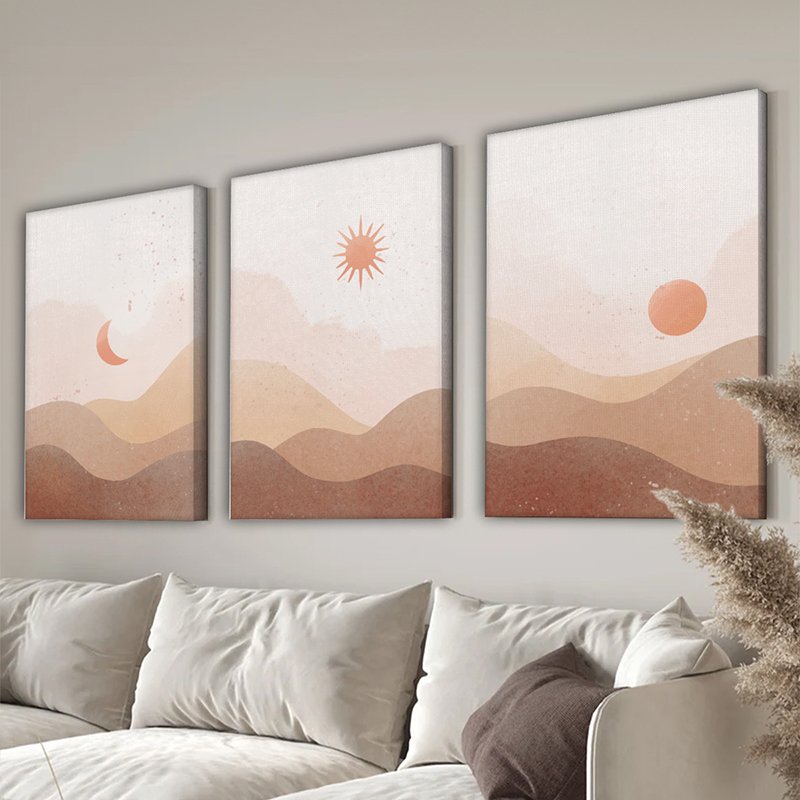 Art muri kanavacë në kornizë Belan pakoworld triptik me print dixhital 50x2x70cm