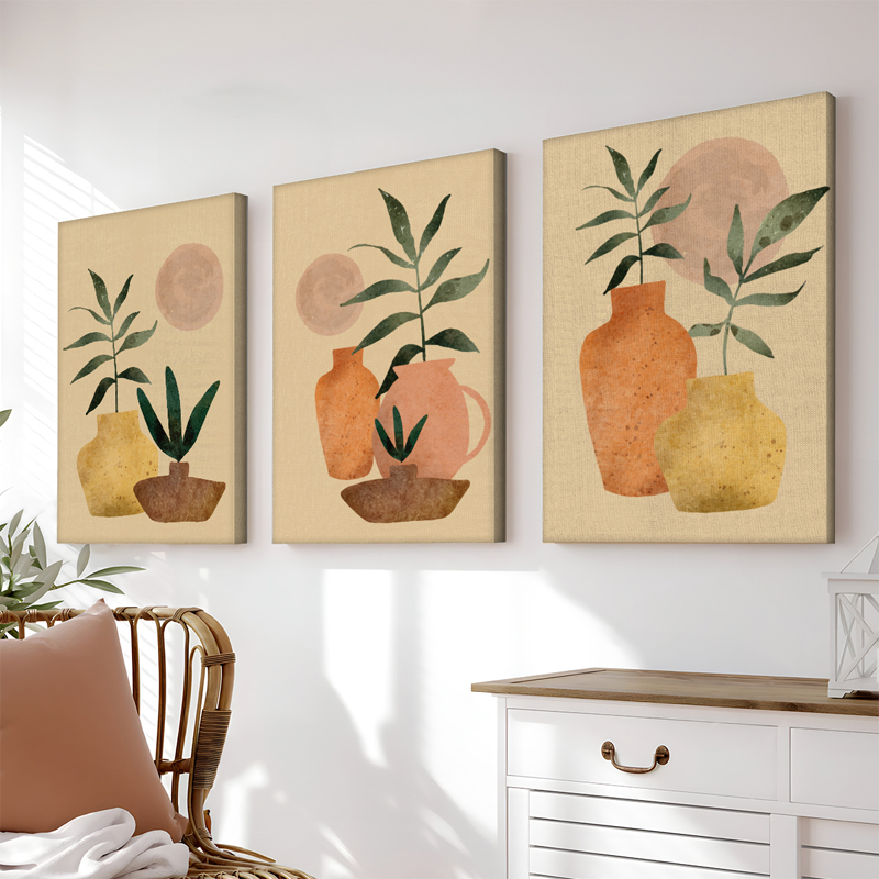 Art muri kanavacë në kornizë Gielo pakoworld triptik me print dixhital 40x2x60cm