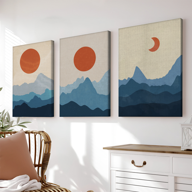Pikturë në kanavacë me kornizë Voriel pakoworld triptik me print dixhital 40x2x60cm