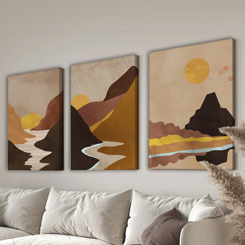 Pikturë në kanavacë me kornizë Elthar pakoworld triptik me print dixhital 50x2x70cm