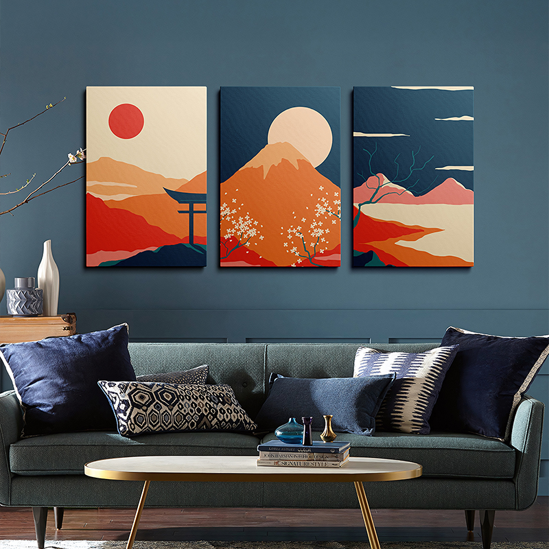 Art muri kanavacë në kornizë Mevra pakoworld triptik me print dixhital 50x2x70cm