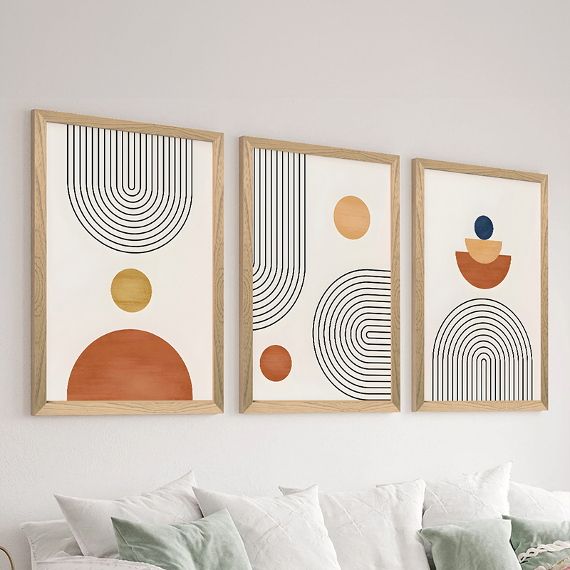 Art muri në kornizë Symmetry pakoworld triptik me print dixhital 33x0.3x48cm
