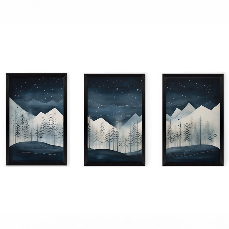 Art muri në kornizë Wavy pakoworld triptik me print dixhital 33x0.3x48cm