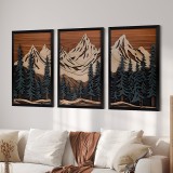 Art muri në kornizë Fortasia pakoworld triptik me print dixhital 33x0.3x48cm