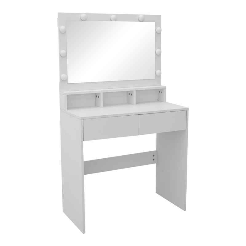 Tavolinë tualeti Vanity pakoworld me led të bardhë 80x40x140cm