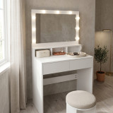 Tavolinë tualeti Vanity pakoworld me led të bardhë 80x40x140cm