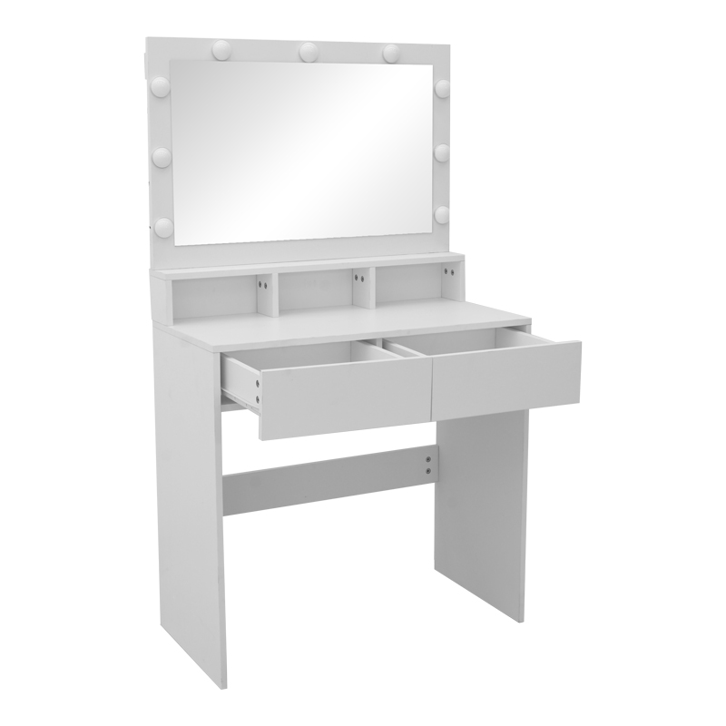 Tavolinë tualeti Vanity pakoworld me led të bardhë 80x40x140cm
