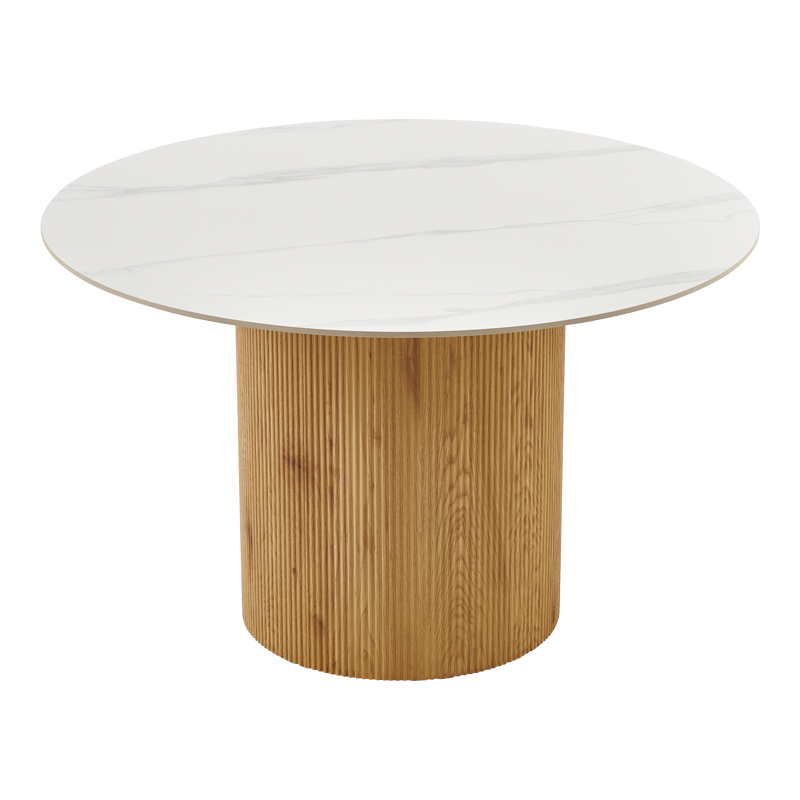 Sikulu pakoworld MDF lisi me sipërfaqe qeramike në pamje mermeri të bardhë D125x77cm