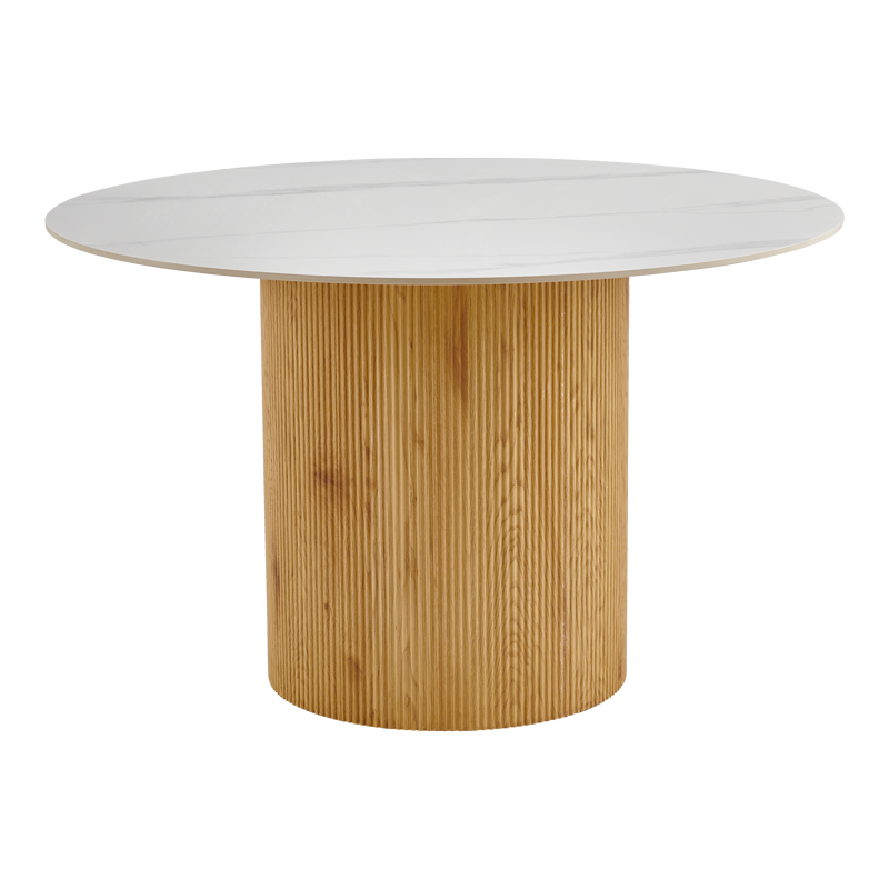Sikulu pakoworld MDF lisi me sipërfaqe qeramike në pamje mermeri të bardhë D125x77cm