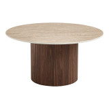 Tavolinë Sikulu pakoworld mdf arrë - përfundim travertin bezhë D80x40cm