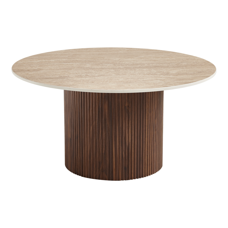 Tavolinë Sikulu pakoworld mdf arrë - përfundim travertin bezhë D80x40cm