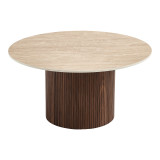 Tavolinë Sikulu pakoworld mdf arrë - përfundim travertin bezhë D80x40cm