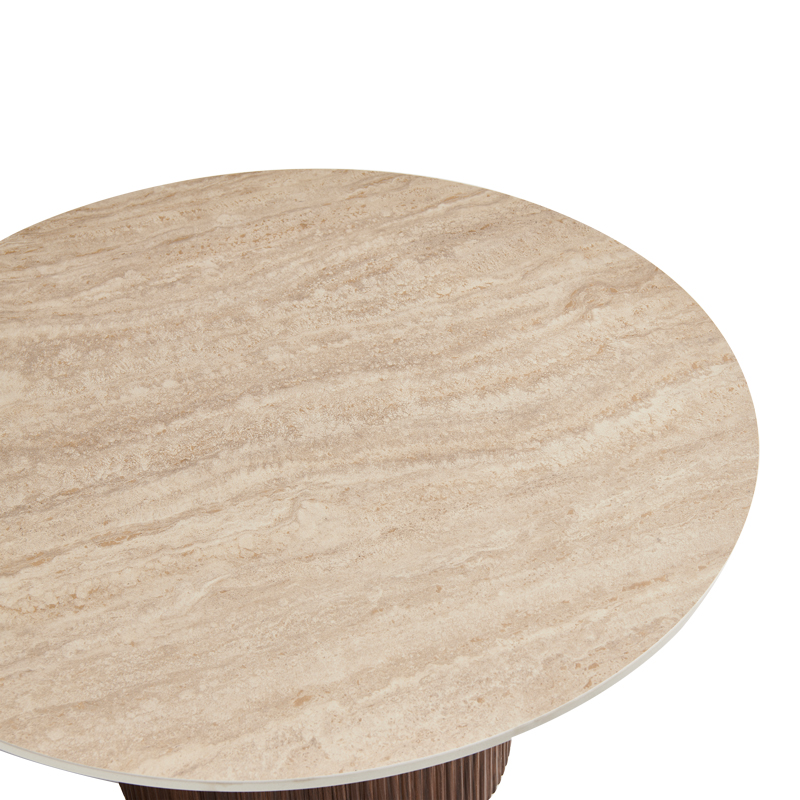 Tavolinë Sikulu pakoworld mdf arrë - përfundim travertin bezhë D80x40cm