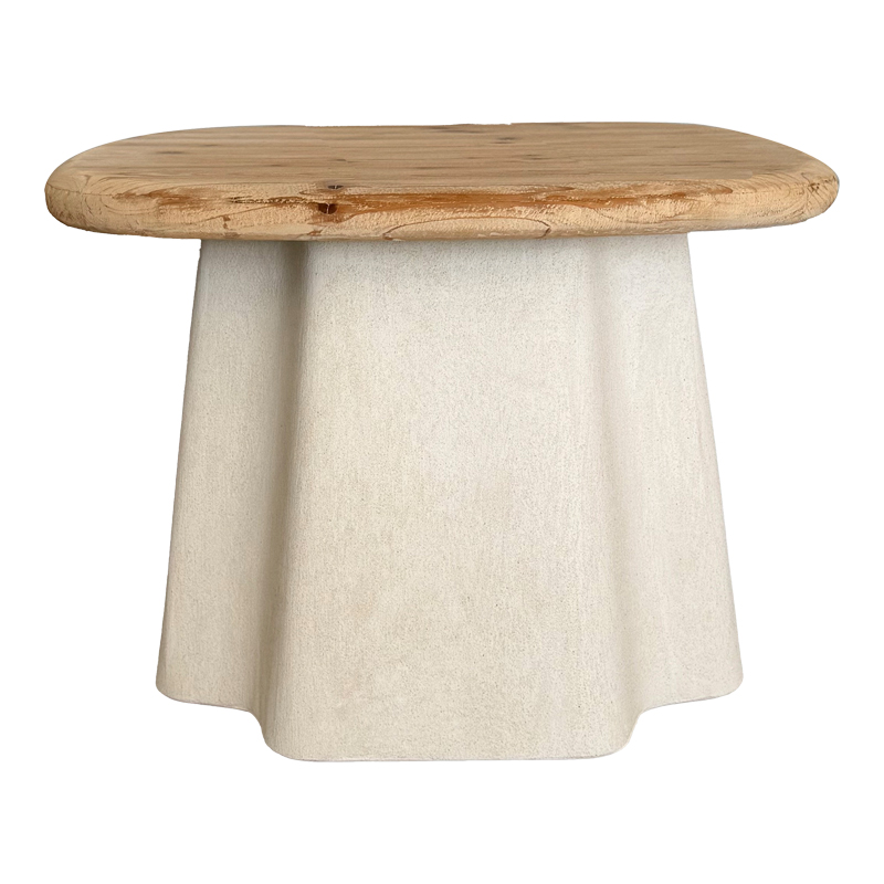 Tavolinë kafeje Loberta pakoworld dru bredhi-mdf në ngjyrë natyrale-e bardhë D60x43cm