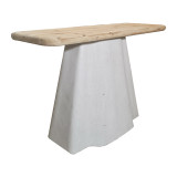 Tavolinë konsol Loberta pakoworld dru pishe-MDF në ngjyrë natyrale-e bardhë 120x38x81cm