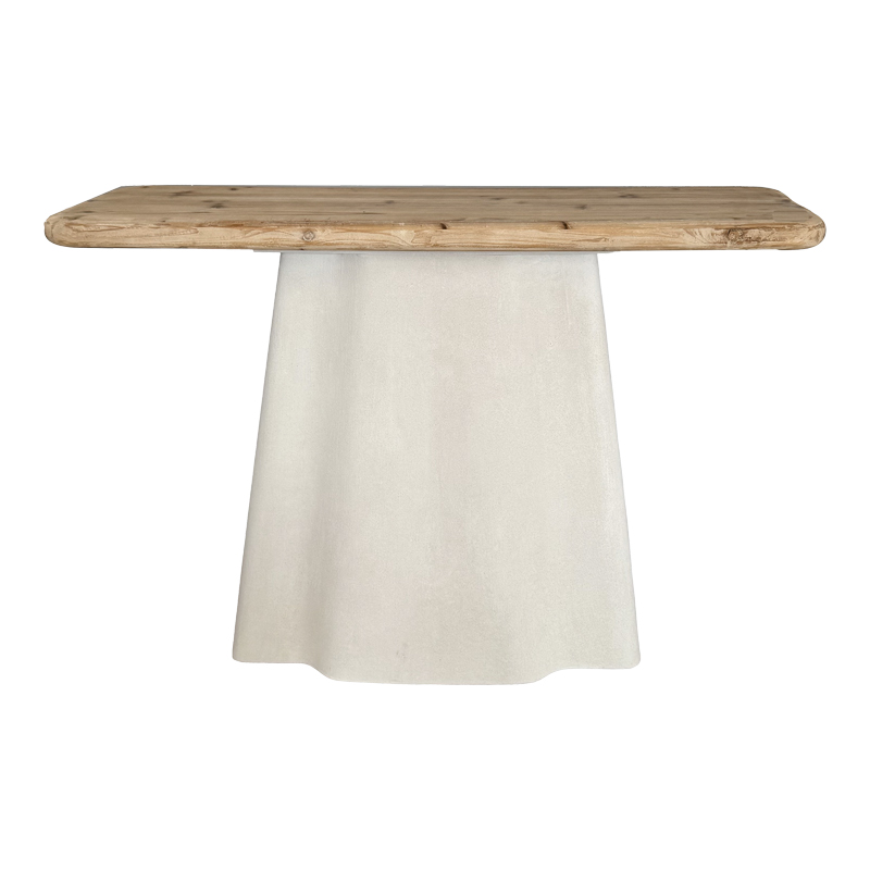 Tavolinë konsol Loberta pakoworld dru pishe-MDF në ngjyrë natyrale-e bardhë 120x38x81cm