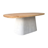 Tavolinë ngrënieje Herona pakoworld bredh-mdf e bardhë-ngjyrë natyrale 180x90x78cm