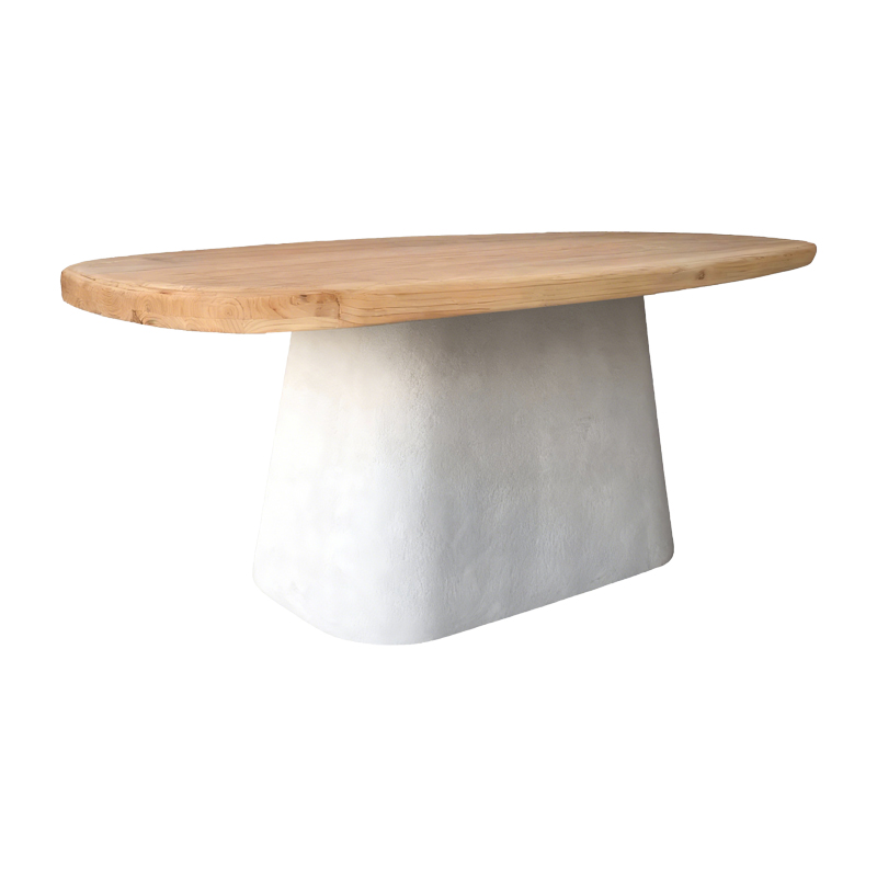 Tavolinë ngrënieje Herona pakoworld bredh-mdf e bardhë-ngjyrë natyrale 180x90x78cm