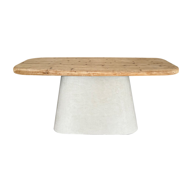 Tavolinë ngrënieje Herona pakoworld bredh-mdf e bardhë-ngjyrë natyrale 180x90x78cm