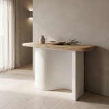 Tavolinë konsolle Jeckie pakoworld fir-mdf ngjyrë e bardhë-natyrale 120x38x80cm