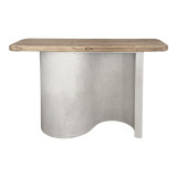 Tavolinë konsolle Jeckie pakoworld fir-mdf ngjyrë e bardhë-natyrale 120x38x80cm
